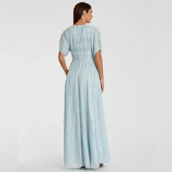 NWT Mac Duggal 10807 Sz 18 Powder Blue Embellished V Neck Evening Gown $598 - Picture 4 of 8